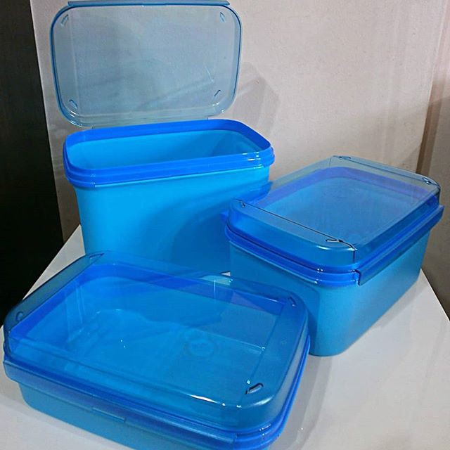 Original Tupperware Ezy Keeper Signature Rectangular BLUE SET LIMITED