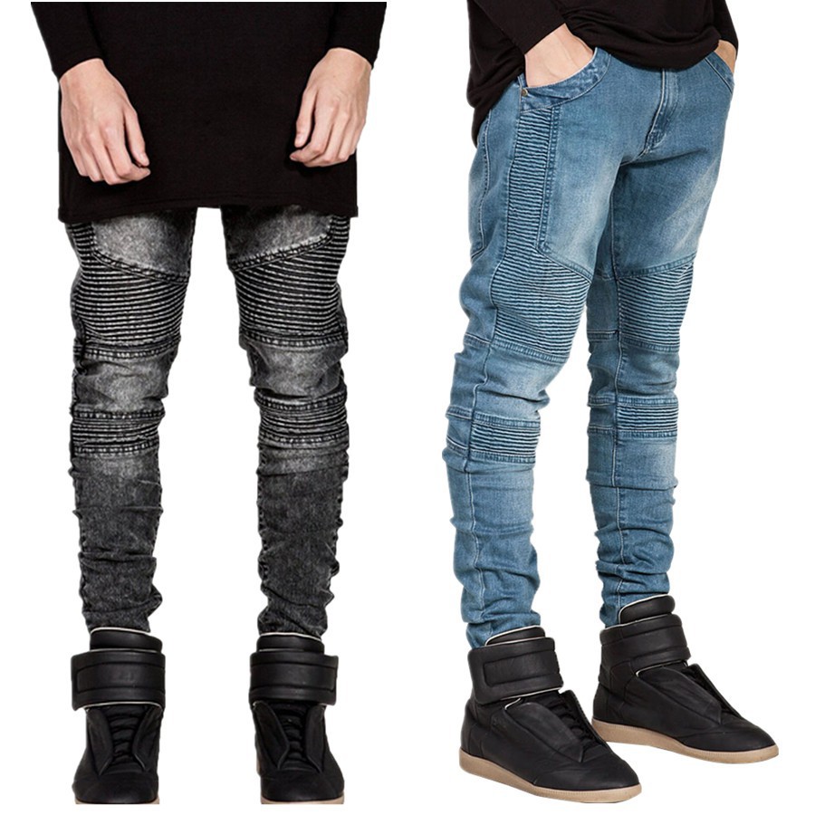 fitted biker jeans