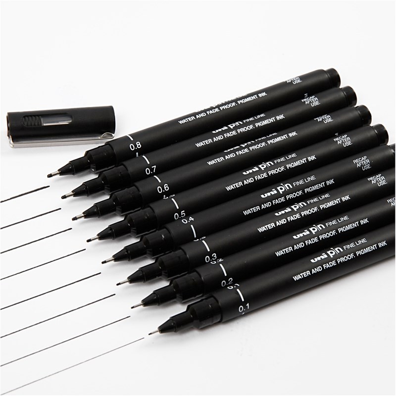 Box of 12 Pens Uni Ball Pin Black Technical Drawing Marker Pen 0.1mm