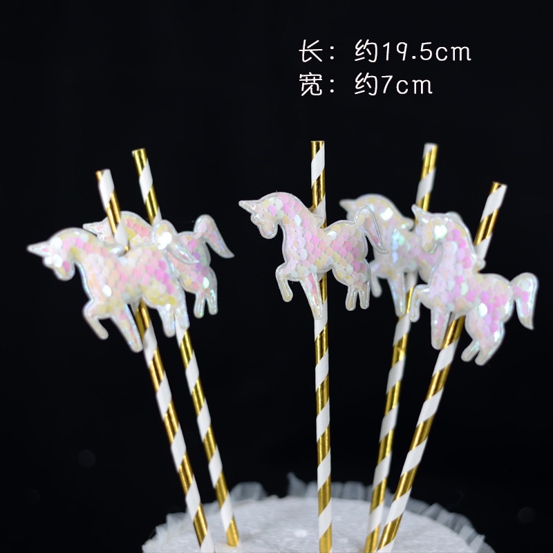 5-Pack Unicorn Straw Cake Topper Birthday Baking Essentials