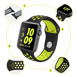 Breathable Silicone Sports Band Compatible For iWatch Watch 42MM 38MM ...