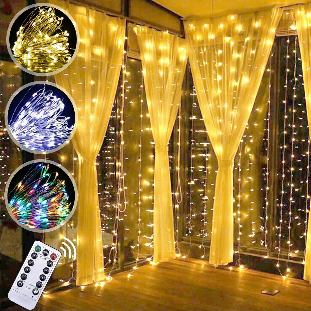 3m 300 Led Curtain Fairy String Lights With Controller Hanging