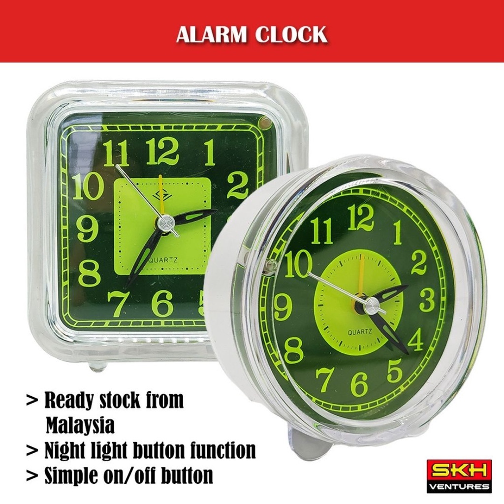 Transparent Mini Travel Alarm Clock [With Light] Cute Classic Design