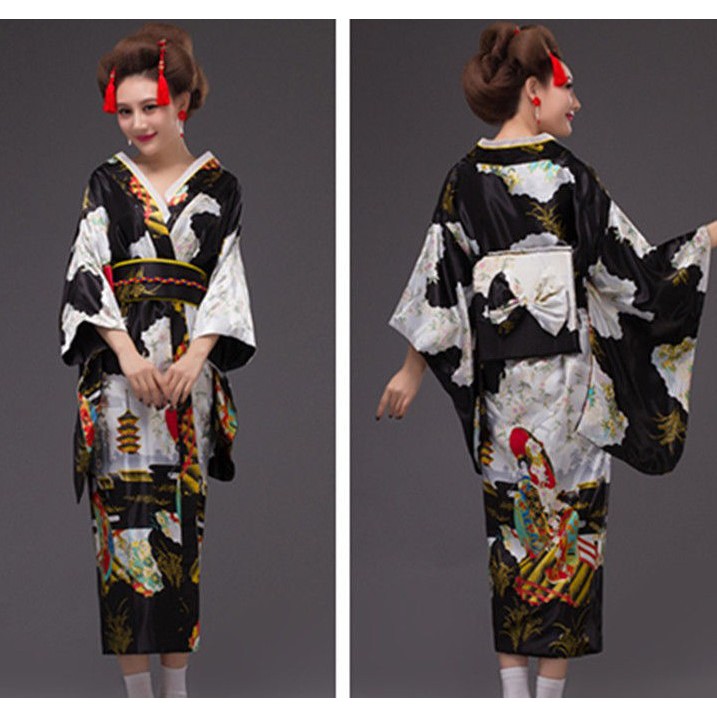 black japanese kimono dress