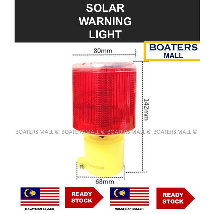 Solar LED Emergency Warning Flash Light Alarm Lamp Traffic Road Boat ...