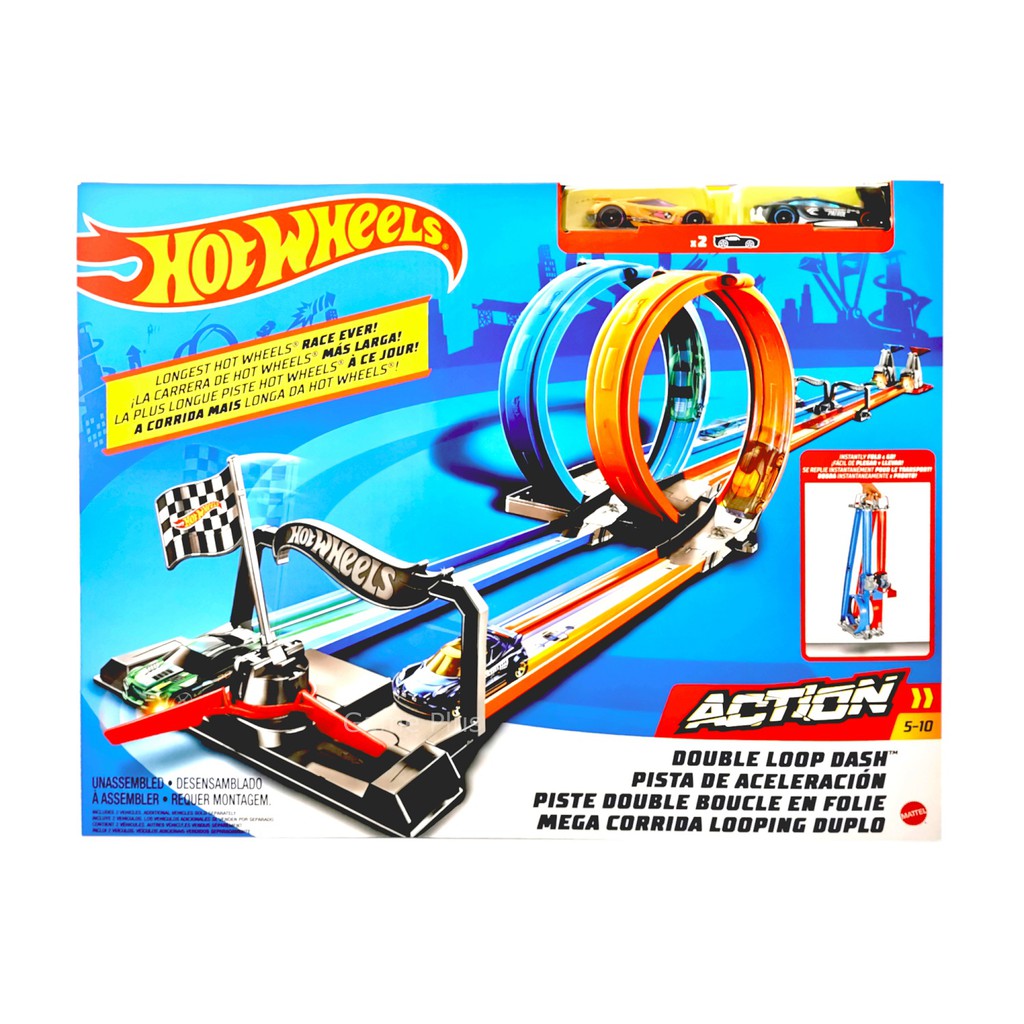 hot wheels double loop dash drag racing playset