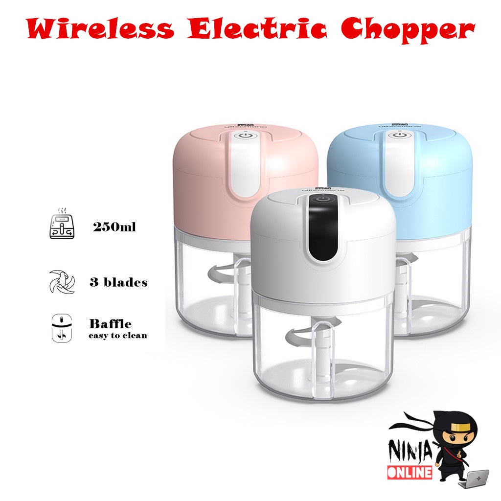 Ready Stock 250ML Mini Blender Garlic Chopper Portable Electric Food Chopper Blender Food Processor Meat Grinder 250ml