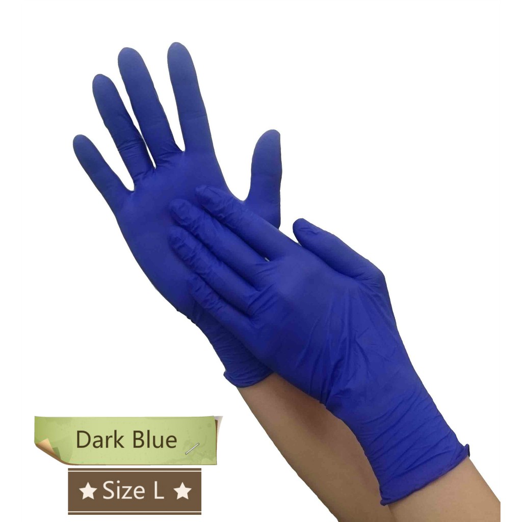 dark blue rubber gloves
