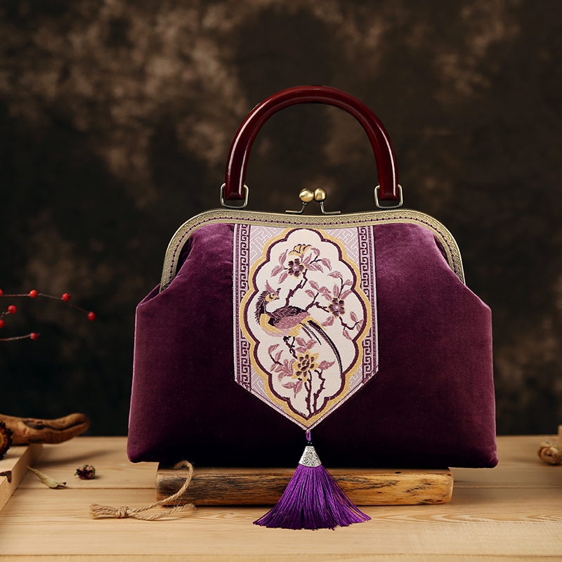 purple velvet bag