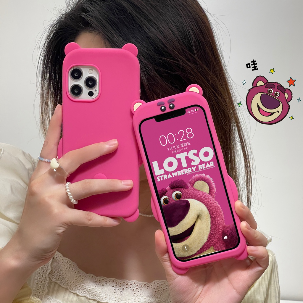 Strawberry Bear On The Back Case For Iphone 14 Pro Max 13 13pro Max11 Pro Max Xs Max X 12 Pro 8577