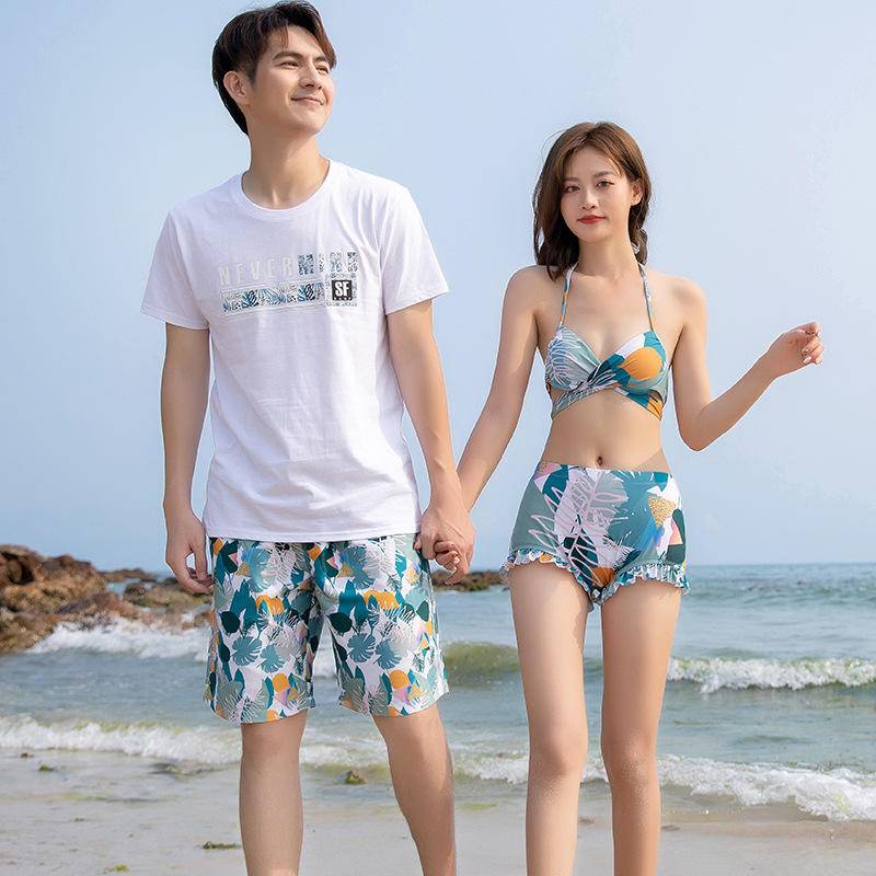 【Ready Stock】Couple Swimsuits Split Three-piece Swimming Suit Women Honeymoon Vacation men beach shorts couples swimwear