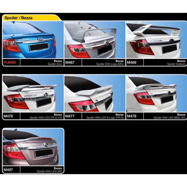 Perodua Bezza Rear Boot Trunk Spoiler Wing Lip Ducktail Gear Up Mugen Galaxy Modulo Trd Drive 68 Bodykit Body Kit Shopee Malaysia