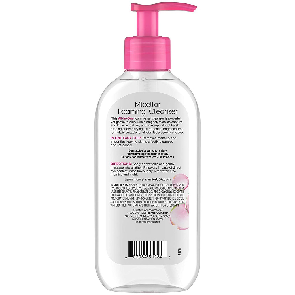skinactive micellar foaming face wash