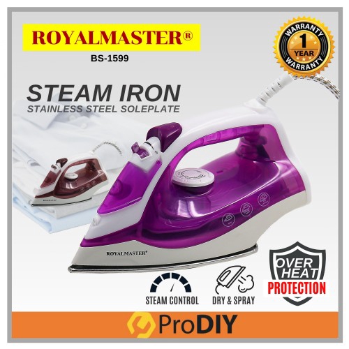 ROYALMASTER Steam Iron Travel Iron ( 1200w ) S/S Soleplate With Over Heat Protection - BS1599