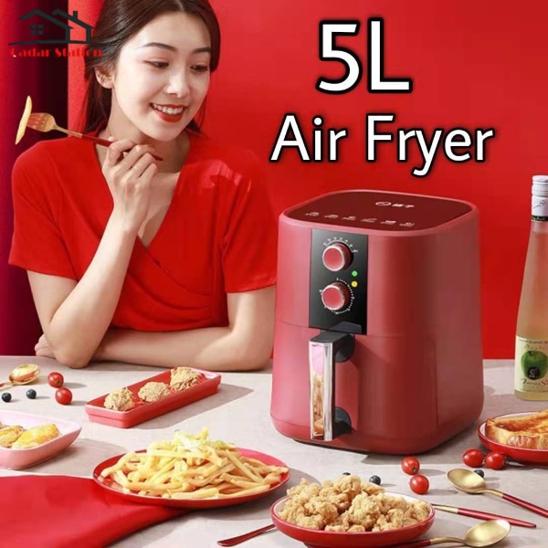 CS_5L Big Premium Air Fryer Capacity Multipurpose Fry Roast Grill Oil Free (Boleh Muat Satu Ayam)