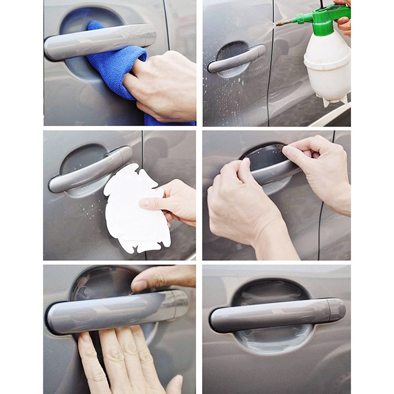 4pcs Exact Fit Invisible Auto Doors Handle Paint Scratch Protective Film Sheet
