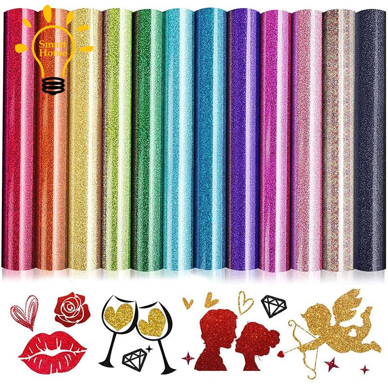 Glitter Rainbow HTV Heat Transfer Vinyl Bundle,12 Sheets Valentines