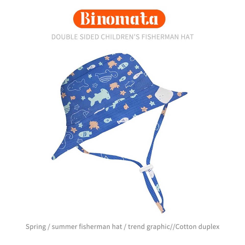 Bucket Sun Hat Baby Kids Toddlers 50 UPF Cartoon Cotton Summer Sun Cap Adjustable 