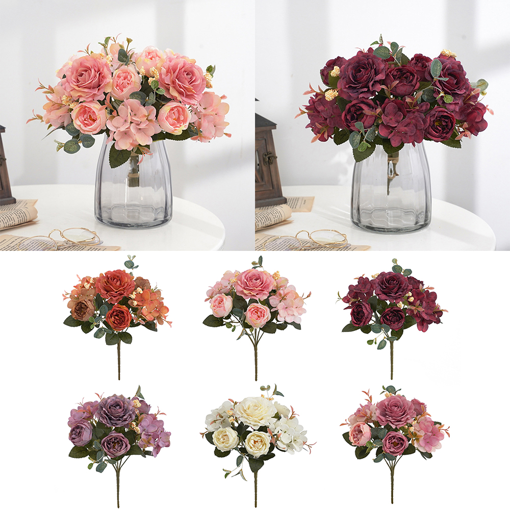 Artificial Flower Peony Artificial Hydrangea Flowers Outdoor Gift Bouquet Bunch Wedding Home Garden Decoration Shopee Malaysia