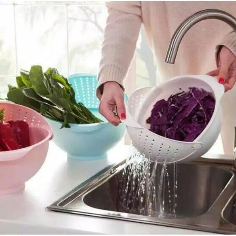 Price 2 pcs] 2 In 1 Double Strainer Baskom Container For Washing Rice, Fruit Vegetables
