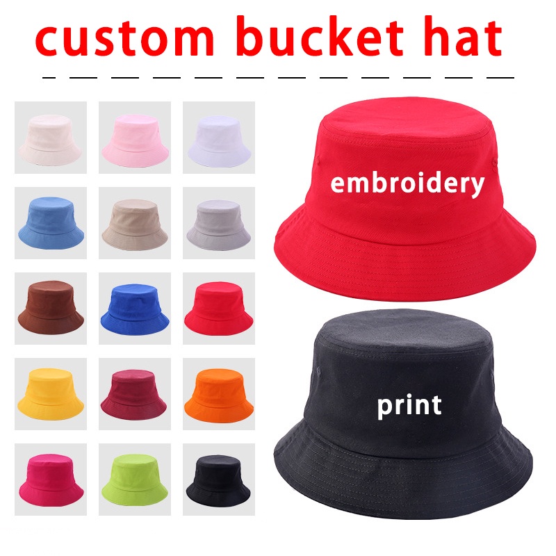 Bucket Hat Customized Plain Printed Text Pattern logo Group Activity Advertising Sun Pure Cotton Outdoor Style Mountaineering Team