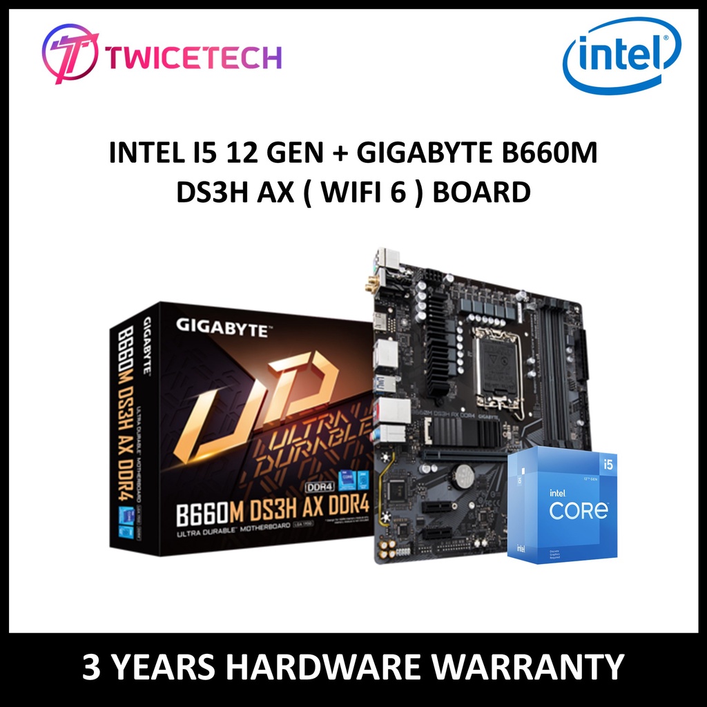 COMBO INTEL I5 12 GEN PROCESSOR I5 12400 / I5 12400F + GIGABYTE B660M