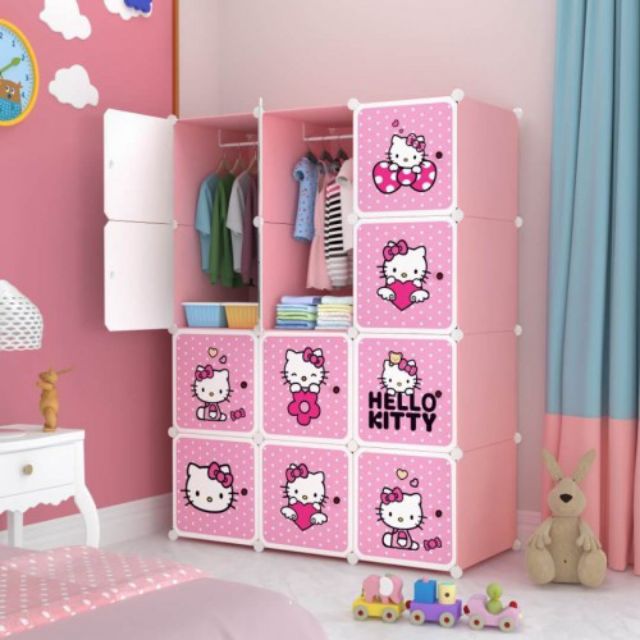 Kids Wardrobe Clothes Hello Kitty 12cube Diy Wardrobe Shopee