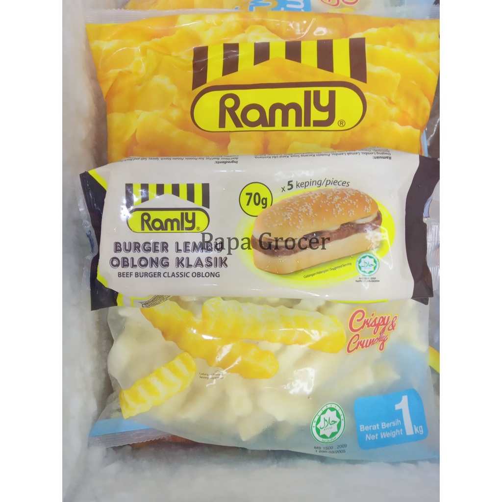 Ramly Burger Daging Lembu Oblong Klasik/(5 x 70g) 350g/per pack