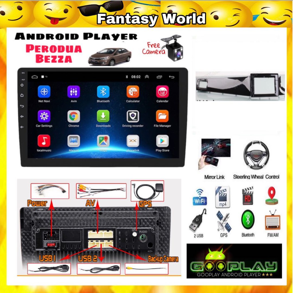 Perodua Bezza (2+16GB 2+32GB T3 ) Android Player 10inch with OEM Casing