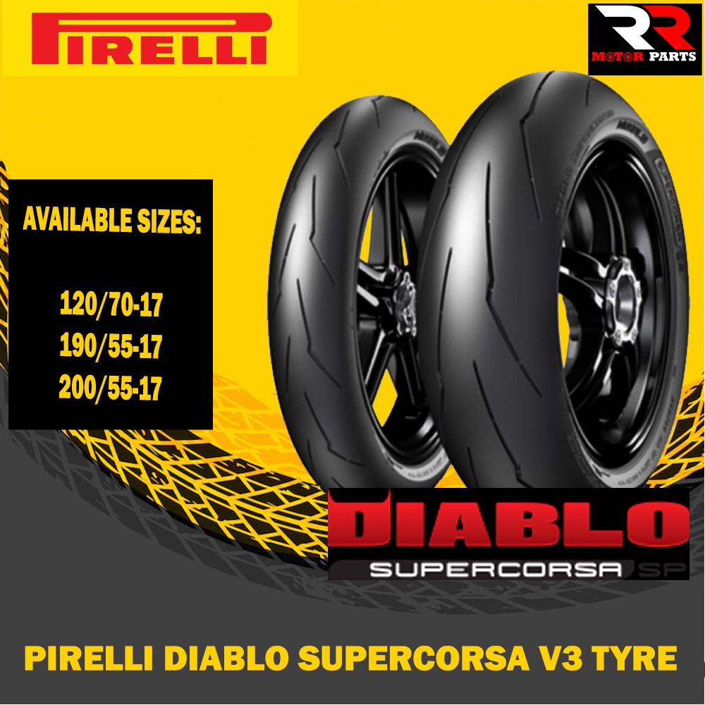 Pirelli SuperCorsa V3 Sport Tubeless Tayar Tyre Motorcycle 120/70 -17 ...