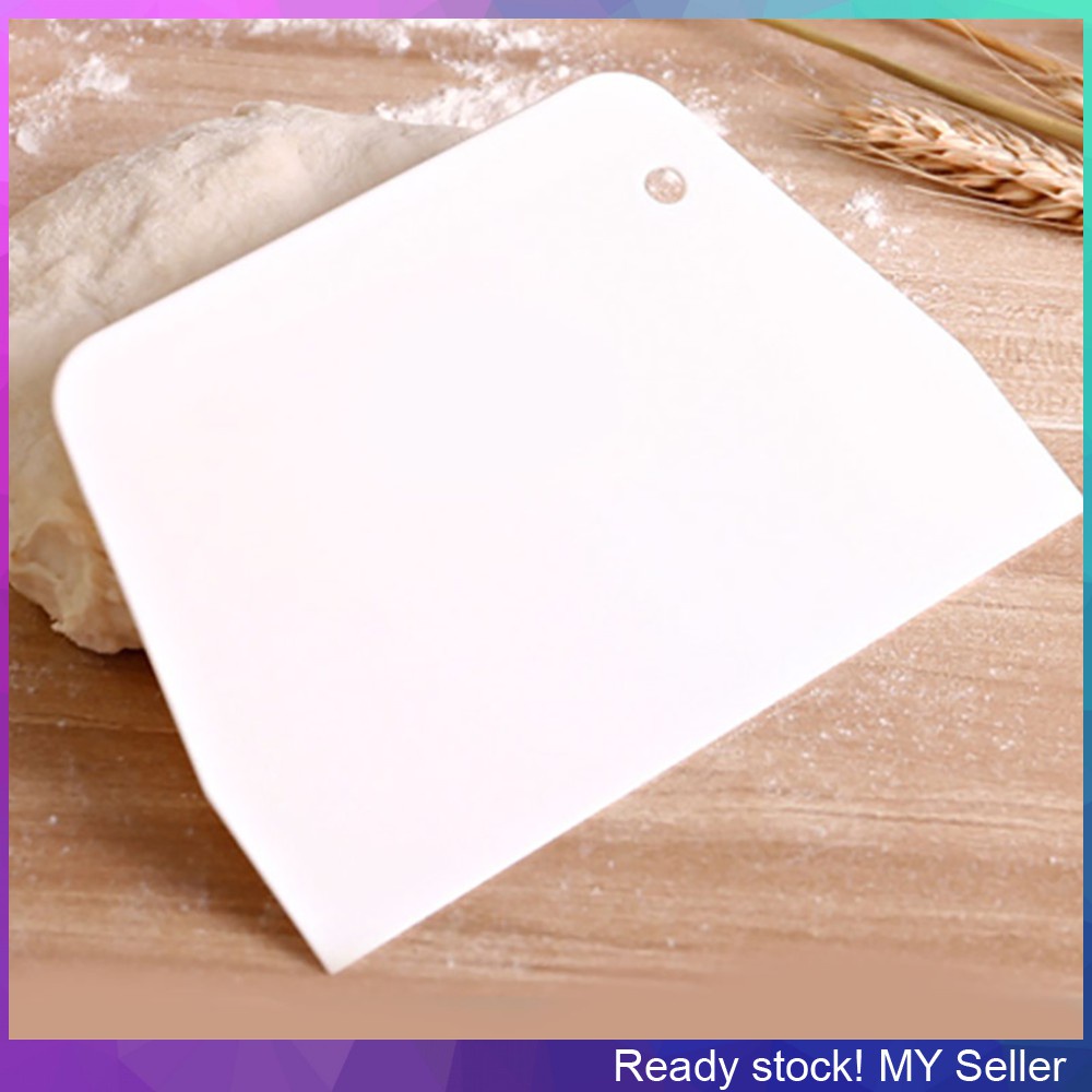 Durable Silicone Dough Cutter Multipurpose Food Scraper for Bread Dough Cake Fondant Icing White