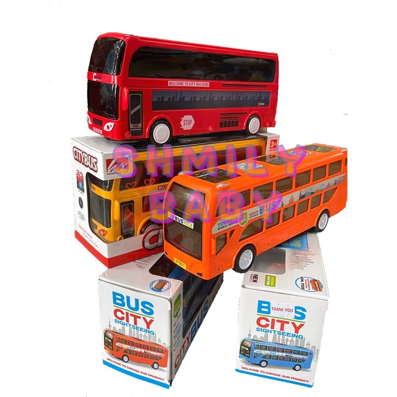 Double-decker Bus with Sound And LED Light Battery Operated Model Children's Toys City bus Mainan Kanak-kanak Bas