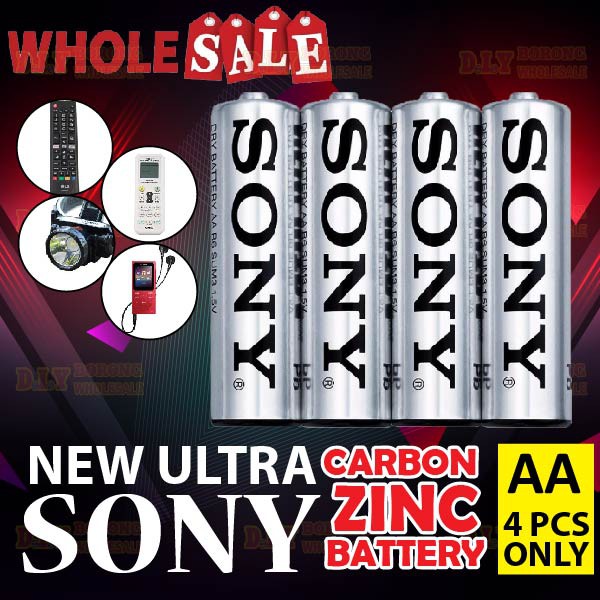 Original Sony New Ultra AA Batteries Carbon Zinc Battery 4 PCS Shopee Malaysia