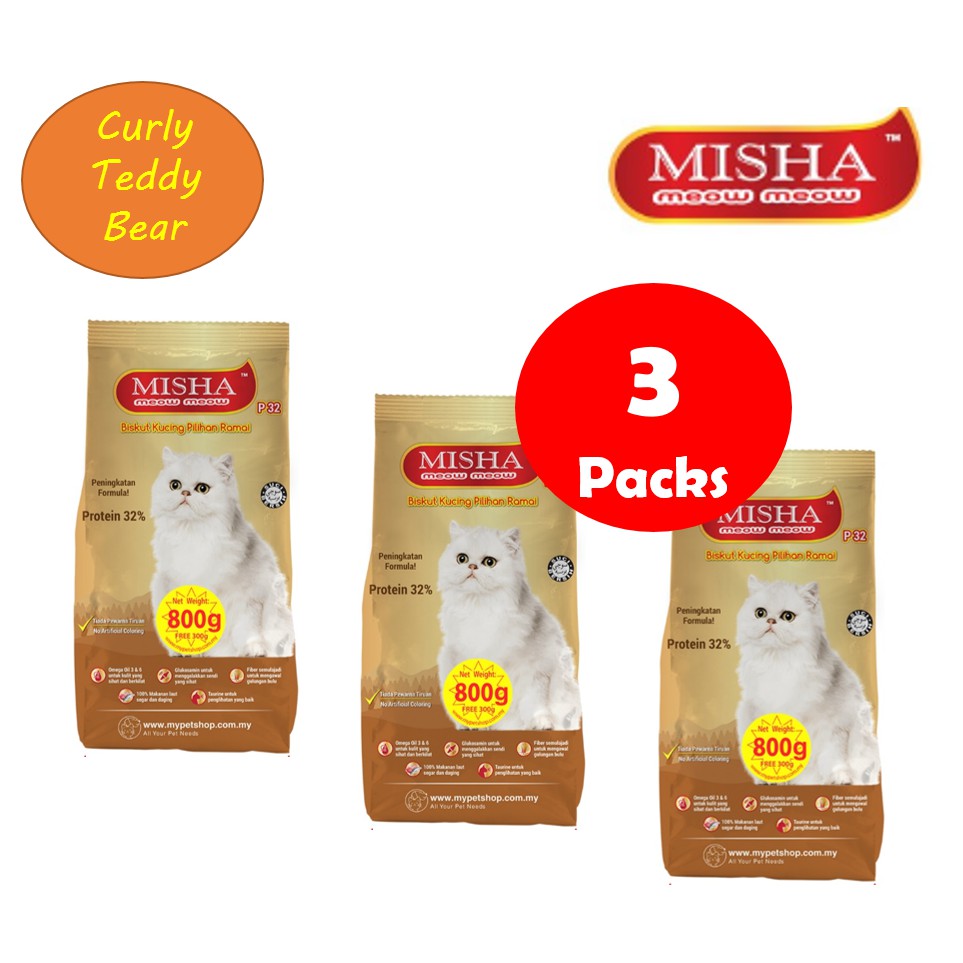 MISHA Dry Cat Food Ocean Fish 800g x 3 (Free 300g While Stock Last