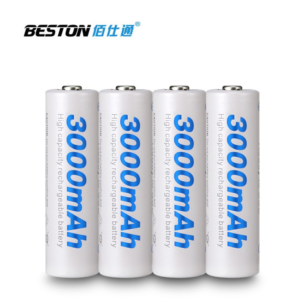 BESTON Original AA Rechargeable Battery 3000mAh 4pc with free battery