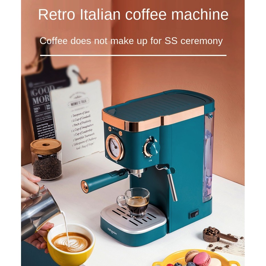 (Ready Stock) Espresso Coffee Machine Donlim Retro Style 20 Bar Home Semi Auto Milk Froth Latte Cappuccino Mocha