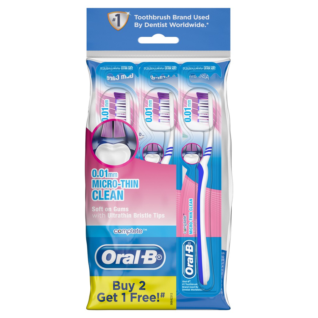 OralB Complete Micro Thin Clean Extra Soft Manual Toothbrush (3 Pcs