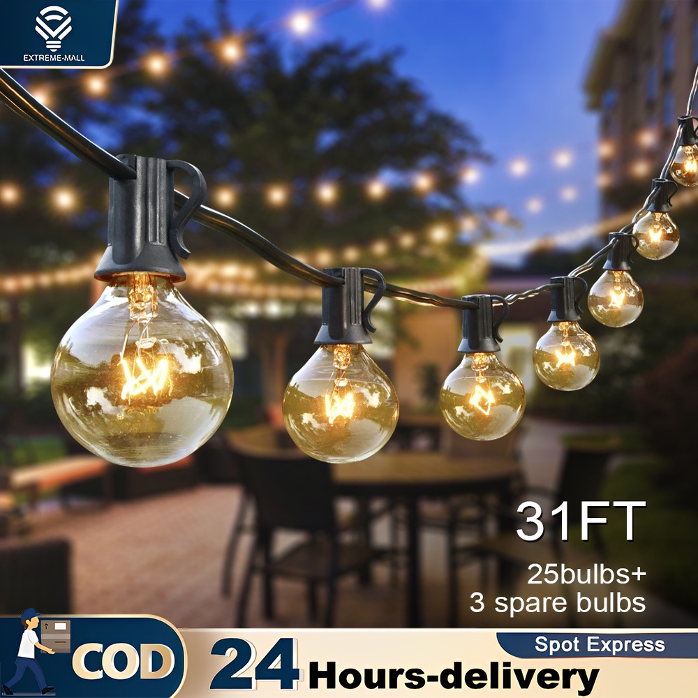 Lampu Raya Solar LED String Light Tungsten String Light Holiday Light Waterproof Outdoor LED Bulbs Garden Decor Wedd