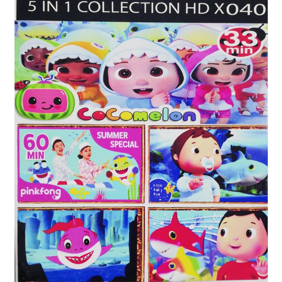 DVD English Cartoon Song Cocomelon & Baby Shark 5 in 1 Collection HD X 040  | Shopee Malaysia