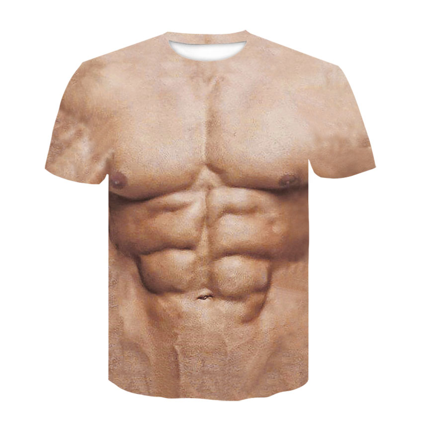 Men's T-shirt Summer Funny Body Six-pack abs Muscle T Shirt Camisetas  Hombre 3D Print Fake Short Sleeve Fitness Shirt Streetwear | Shopee Malaysia