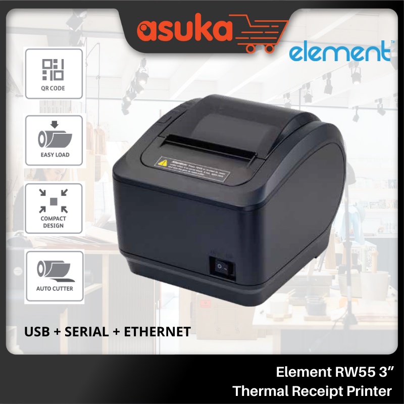 Element RW55 3” Thermal Receipt Printer (USB + Serial + Ethernet)