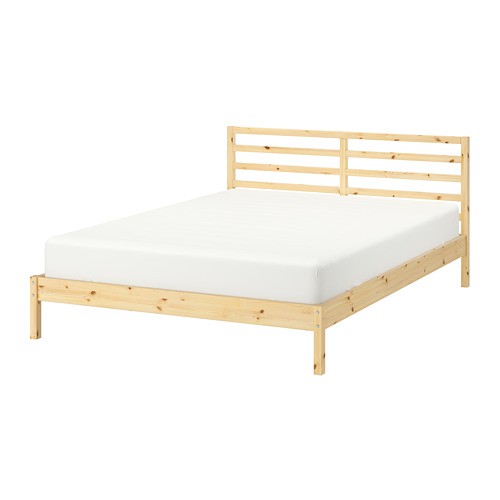 Tarva Solid Wood Bed Frame Queen, White And Wood Bed Frame Queen Size