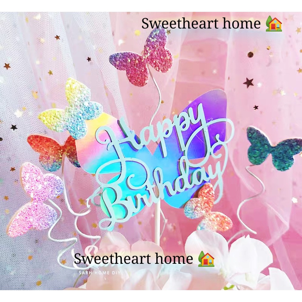 Ready Stock Happy Birthday Card Beautiful Cake Topper Design Butterfly Love Bear Flower 各项漂亮蝴蝶花式生日插卡 Shopee Malaysia