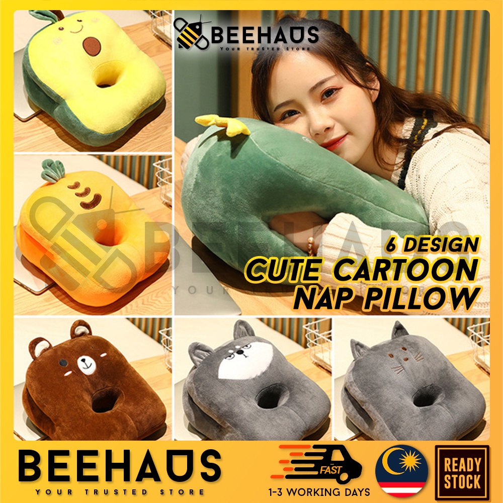 BEEHAUS Cartoon Nap Pillow Headrest Bolster Sleeping Pillow Hand Pillow Soft Cushion Face Down Sleeper Bantal Tidur