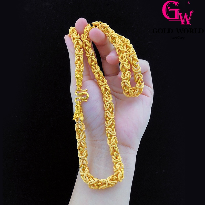 GW Jewellery Fashion Accessories Emas 916 Gold Bangkok Gold-plated Flamed Fabric Dragon Head Necklace