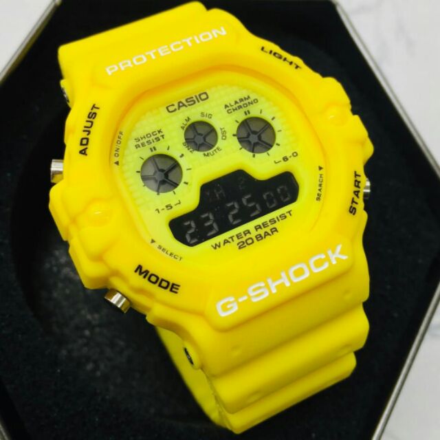 G-Shock Tapak Kucing Men's Digital Yellow@all Black Men's Hot
