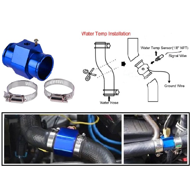 Water Temperature Water Temp Sensor Adapter Gauge Radiator Hose Adapter ...