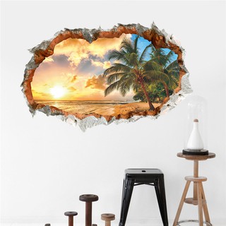 Landskap Pokok Pantai 3D Stereo Dinding Pelekat Dinding Landskap Pokok Pantai 3D Stereo Dinding Pelekat Dinding