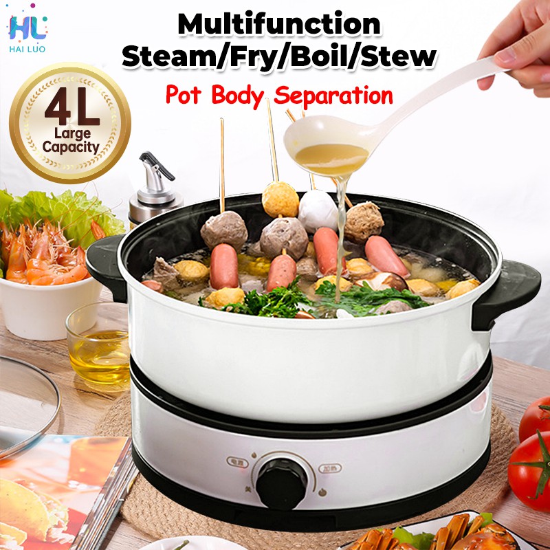 [Ship FM KL]  Multipurpose Electric Cooker Skillet Multi-Purpose Pot 4L Steamboat Pot Non stick