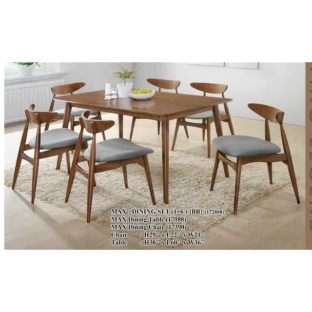 6 Seater Dining Table With Chairs, Rubberwood Dining Table 6 Chairs